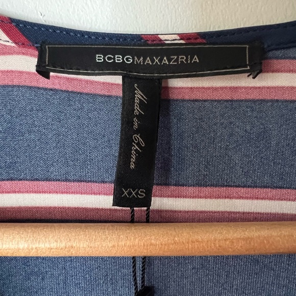 NWT BCBGMaxAzria Stripe Cross Front Tie Dress, XXS - Picture 6 of 12